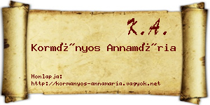 Kormányos Annamária névjegykártya
